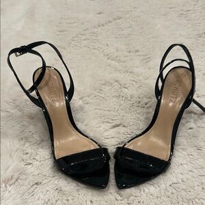 SCHUTZ Black Wedge Sandals with Strappy Design